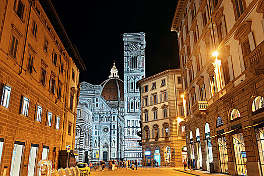 中央教堂,圣母百花大教堂,佛罗伦萨,意大利,街道,夜拍