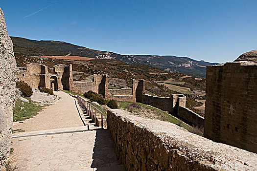 墙壁,城堡,阿拉贡,韦斯卡,西班牙