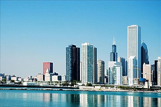 摩天大楼,湖,密歇根湖,芝加哥,伊利诺斯,美国