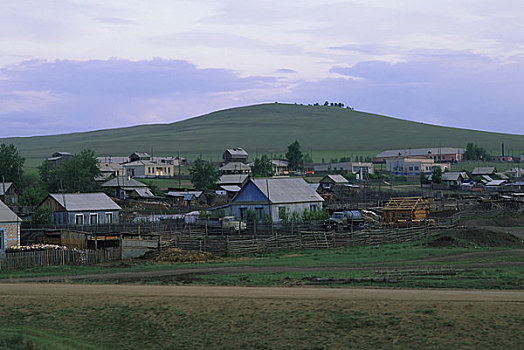 俄罗斯,西伯利亚,乡村,木屋