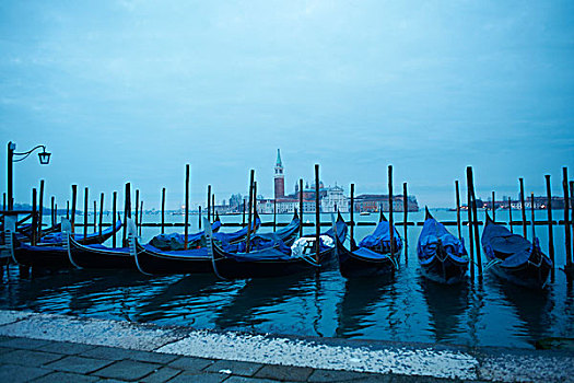 晨景,小船,威尼斯,意大利