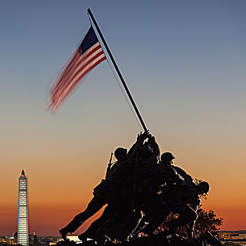 美国,弗吉尼亚,阿灵顿,海军,硫磺岛战役纪念碑,黎明,大幅,尺寸
