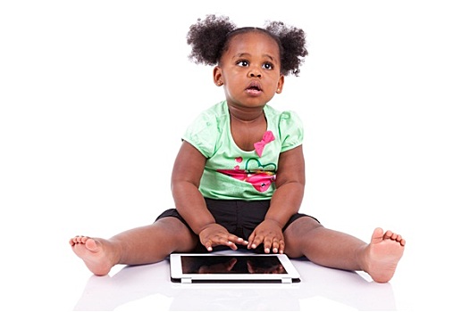 小,美国黑人,女孩,平板电脑