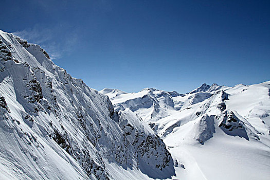 积雪,山,蓝天