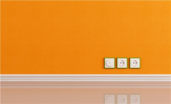 墙壁,插口,橙色