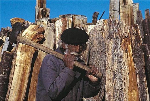 老人,斧子,巴塔哥尼亚,阿根廷,南美