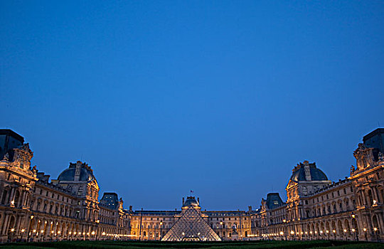 法国,户外,卢浮宫,黄昏,巴黎