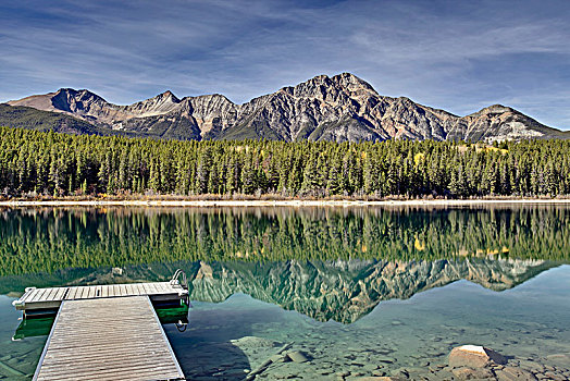 湖,碧玉国家公园,靠近,城镇,艾伯塔省,加拿大