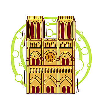 插画,大教堂,巴黎