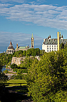 国会大厦,渥太华河,大路,桥,渥太华,安大略省,加拿大