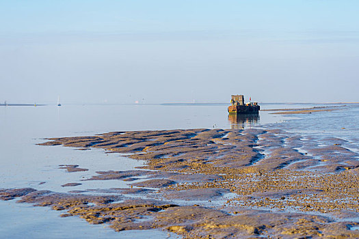 风景,老,船,河