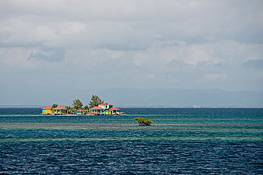 伯利兹,加勒比海,遥远,岛屿,泻湖,彩色,房子,大幅,尺寸