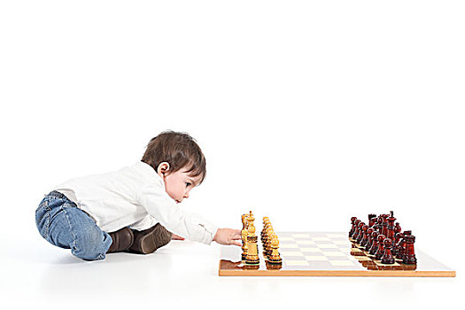 婴儿,玩,下棋