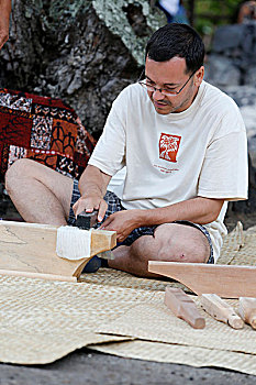 布,制作,传统,夏威夷,树皮,纸,桑葚,树,美国