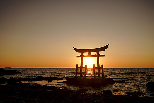 日落,入口,神社