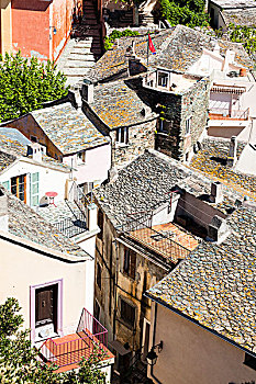 视图的,屋顶,村,农扎,帽的尸体,科西嘉岛,法国