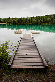 码头,彩色,湖,不列颠哥伦比亚省,加拿大
