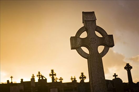 墓碑,墓地,爱尔兰,欧洲