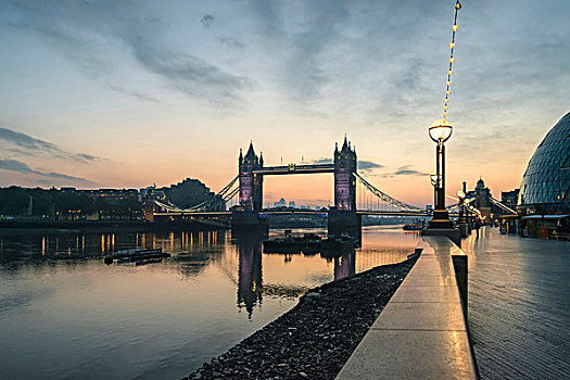 秋天,日出,上方,塔桥,伦敦
