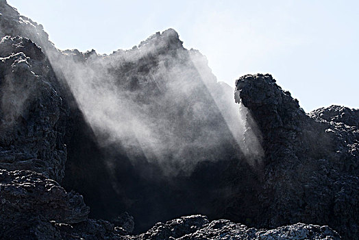 冰岛,水汽,火山岩,倾斜,阳光