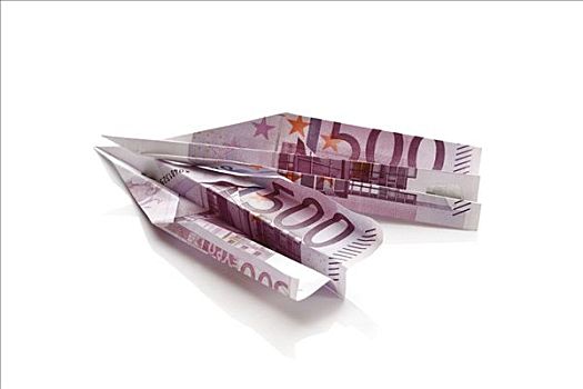 500欧元,货币,纸飞机