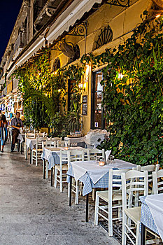 希腊雅典普拉卡老城区街头饮食店