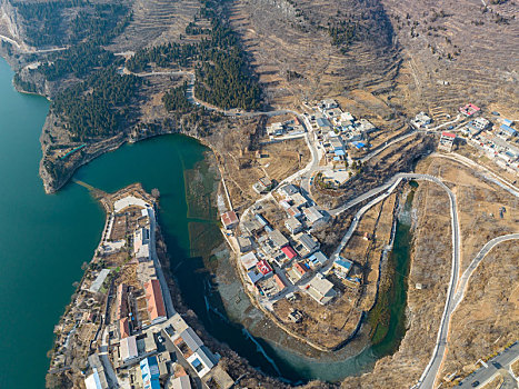 航拍济南锦绣川水库