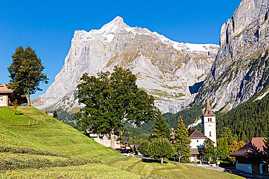 教堂,正面,攀升,贝塔峰,伯尔尼阿尔卑斯山,瑞士