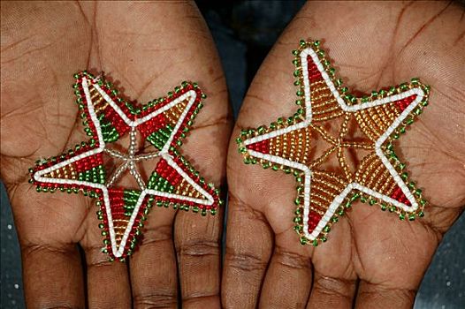 手,圣诞节,星,玻璃珠,开普敦,南非