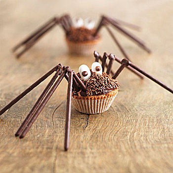 蜘蛛,杯形蛋糕,万圣节