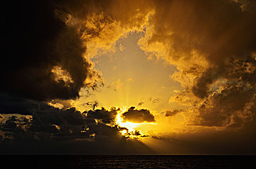 日落,上方,大西洋,海洋,马德拉岛,葡萄牙