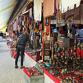 女人,商店,纪念品,廷布,地区,不丹
