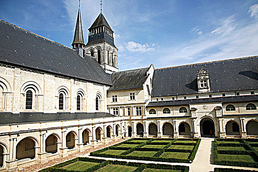 法国,曼恩-卢瓦尔省,安茹,皇家,教堂,12世纪,回廊,16世纪