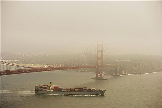 集装箱船,桥,金门大桥,旧金山,加利福尼亚,美国