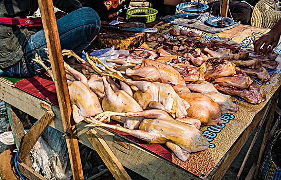 市场摊位,家禽,茵莱湖,掸邦,缅甸,亚洲
