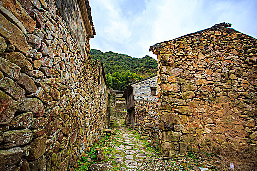 胜坑村,石屋,山村,民宿,小溪