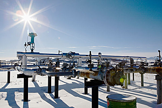 石油业,管,冬天,艾伯塔省,加拿大