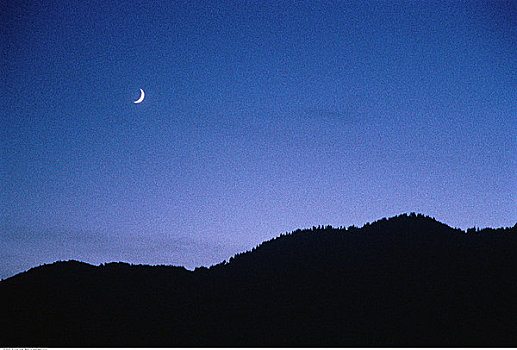新月,上方,山,加利福尼亚,美国