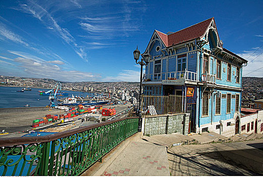 餐馆,远眺,港口,瓦尔帕莱索,智利
