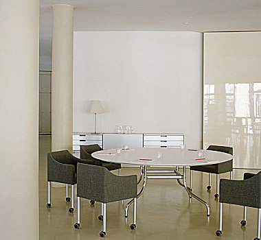 圆,桌子,灰色,椅子,装饰,白色,工作场所