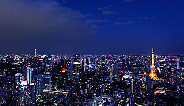 城市,东京塔,夜晚,东京,日本,亚洲