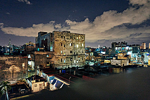 城市,哈瓦那,夜晚
