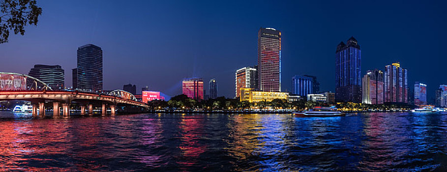 广州海珠桥国庆灯光夜景