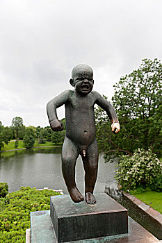 愤怒,男孩,青铜,雕塑,维格兰,公园,福洛格纳公园,奥斯陆,挪威,斯堪的纳维亚,北欧,欧洲