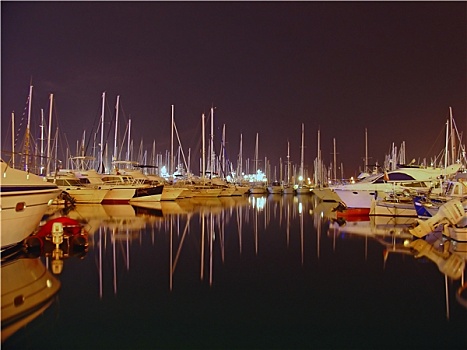 戛纳,港口,夜晚