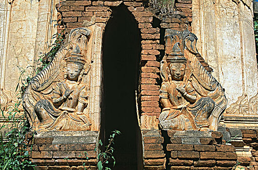 雕塑,入口,塔,缅甸