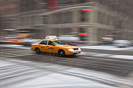 黄色出租车,驾驶,纽约,街道
