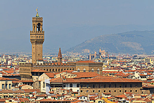 韦奇奥宫,塔,钟楼,佛罗伦萨,托斯卡纳,意大利
