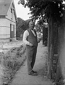 老人,修理,镀锌铁丝,花园,瑞典,20世纪20年代,艺术家,未知