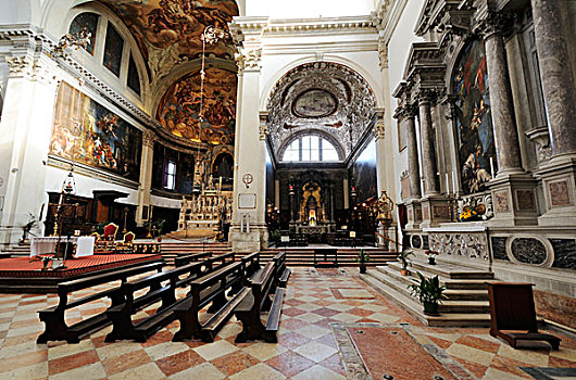 室内,教堂,威尼斯,威尼托,意大利,欧洲